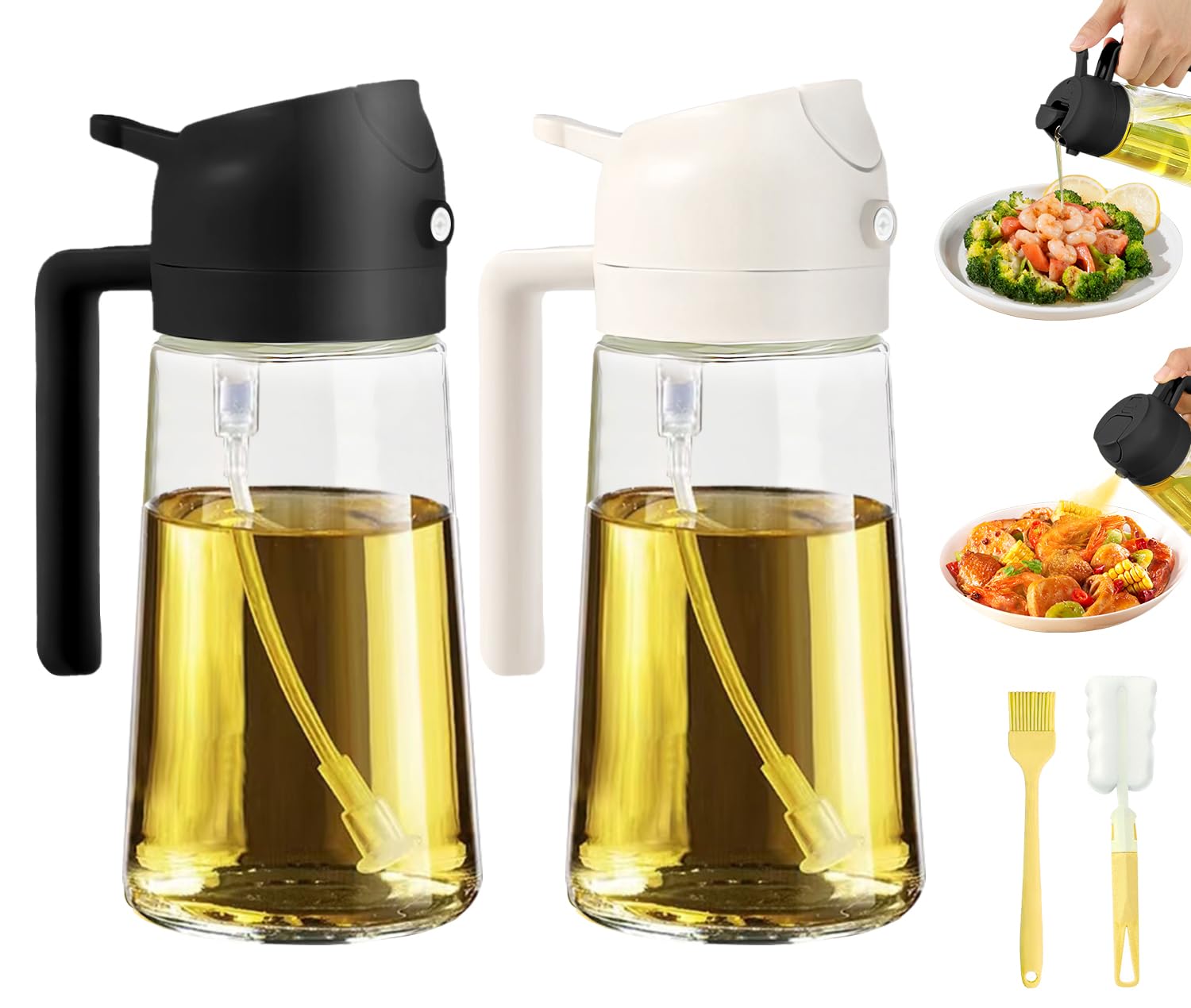 PLAPITATE dispensador de aceite 2 en 1 con rociador, control de cantidad en la cocina