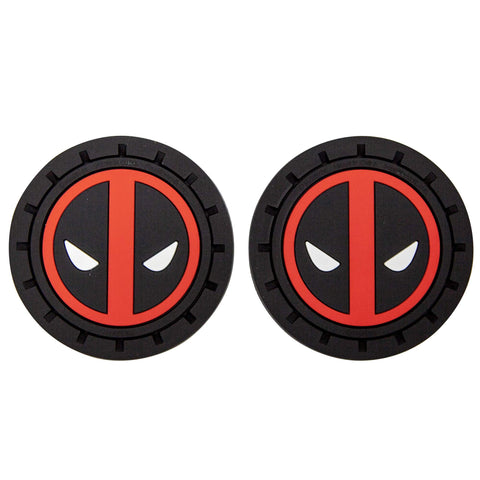 Plasticolor Deadpool portabotellas y coaster dos piezas para coche, evita derrames.