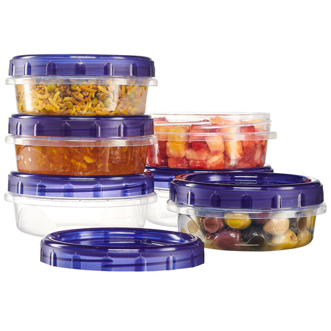 PLASTICPRO 6-pack con tapa giratoria azul para almacenamiento de 8 oz.