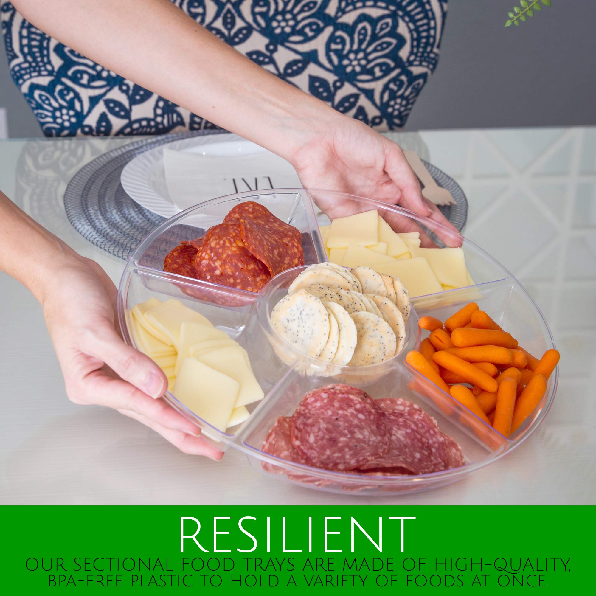 Bandeja entremeses Plasticpro con 6 secciones para servir de forma organizada.