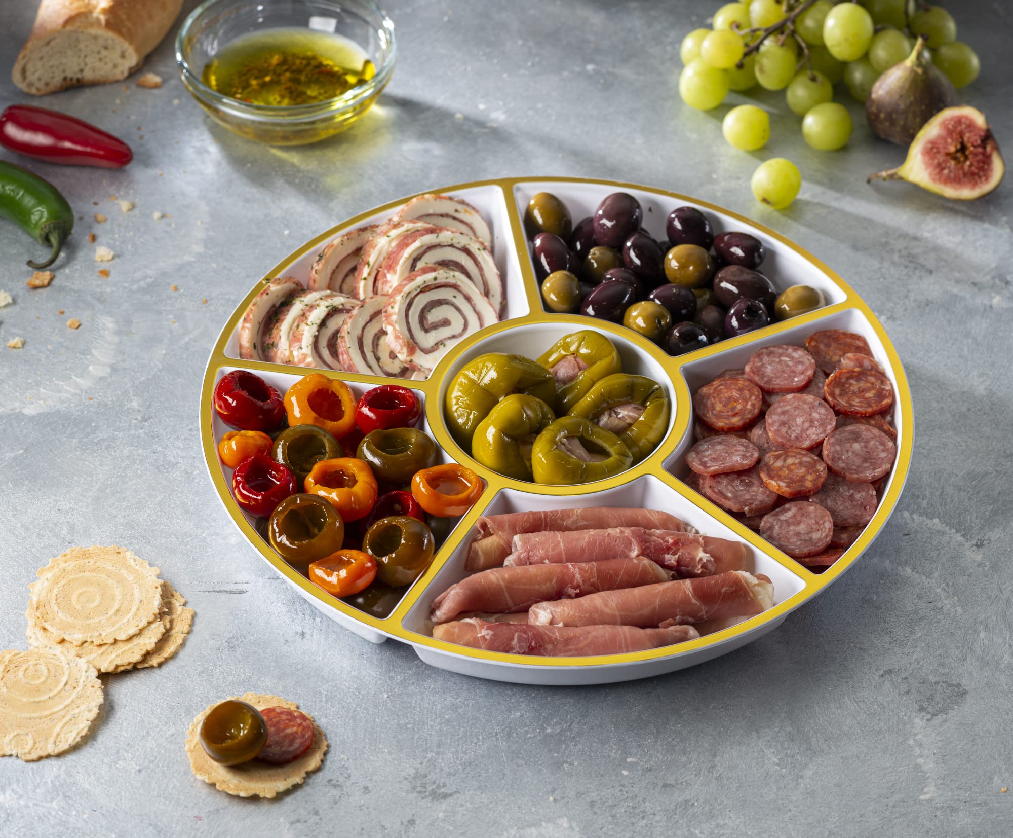 Plasticpro bandeja para eventos seccionada, elegante y práctica para servir.