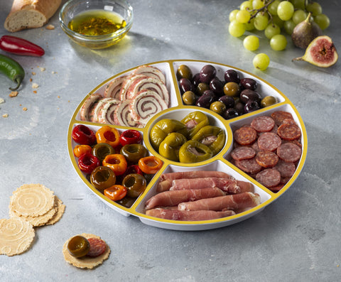 Plasticpro bandeja para eventos seccionada, elegante y práctica para servir.