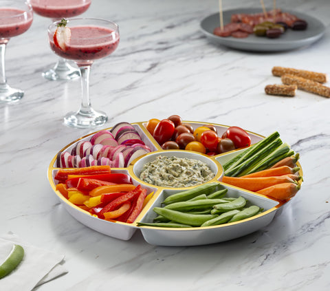 Plasticpro bandeja seccionada de 12 pulgadas, resistente y reutilizable para fiestas.