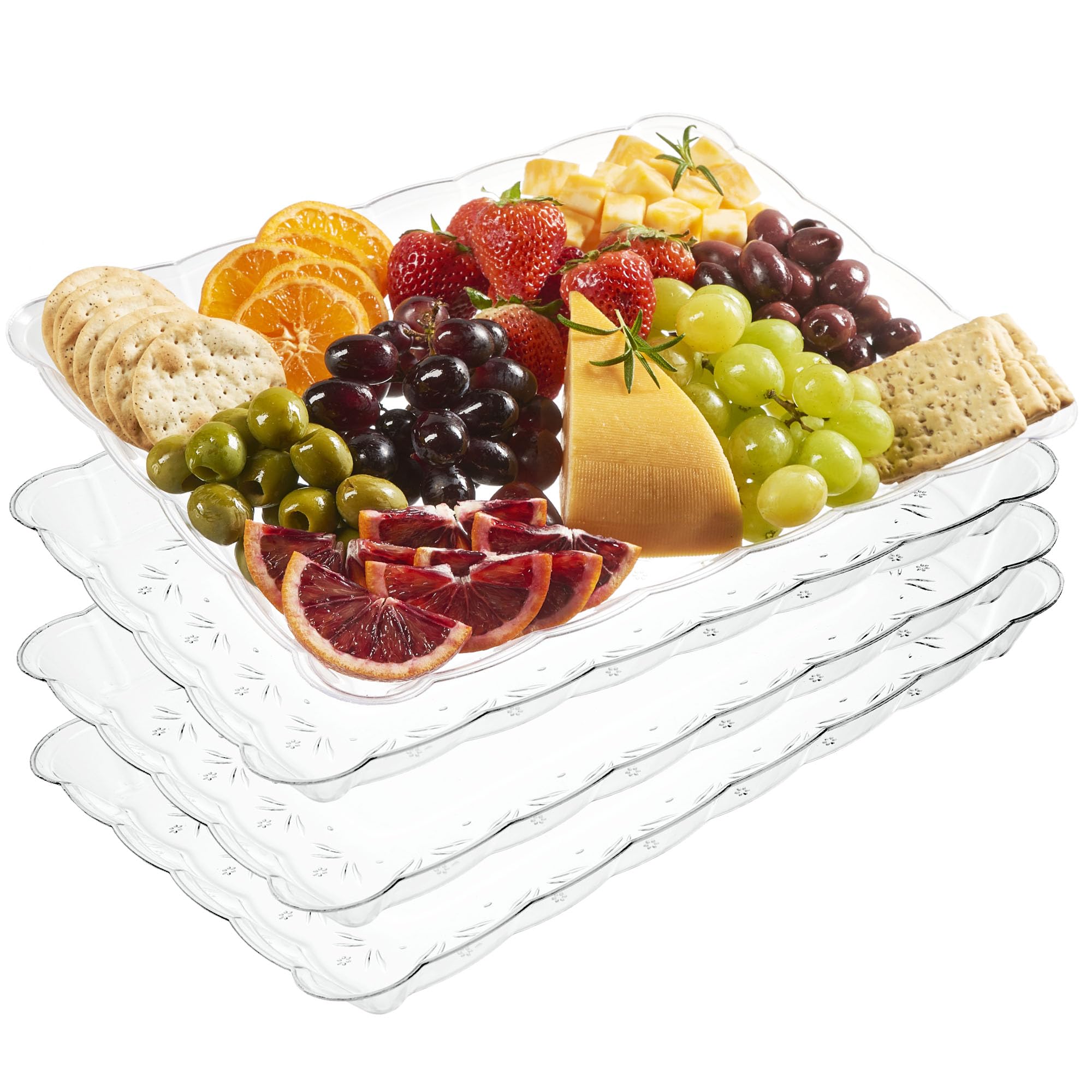 Bandejas rectangulares Plasticpro de 9x13 para servir aperitivos en fiestas.