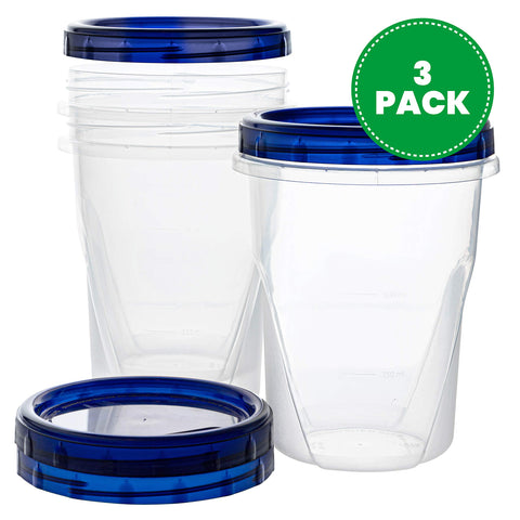 Conjunto PLASTICPRO con tapa azul y base translúcida para organización de alimentos
