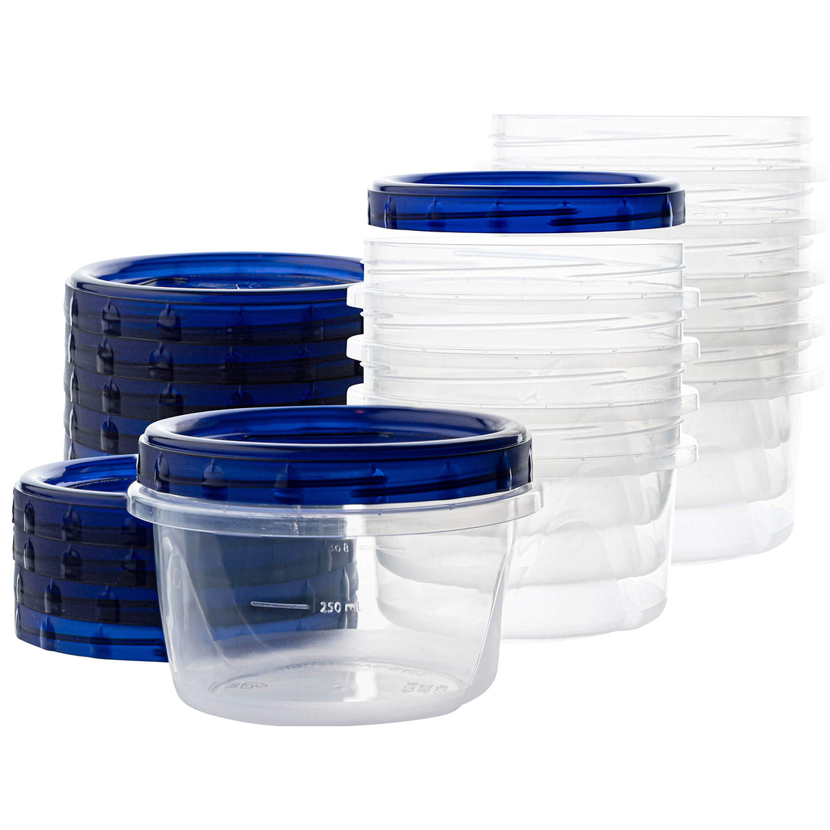 PLASTICPRO contenedor deli 16oz fondo claro tapa azul para llevar almuerzos