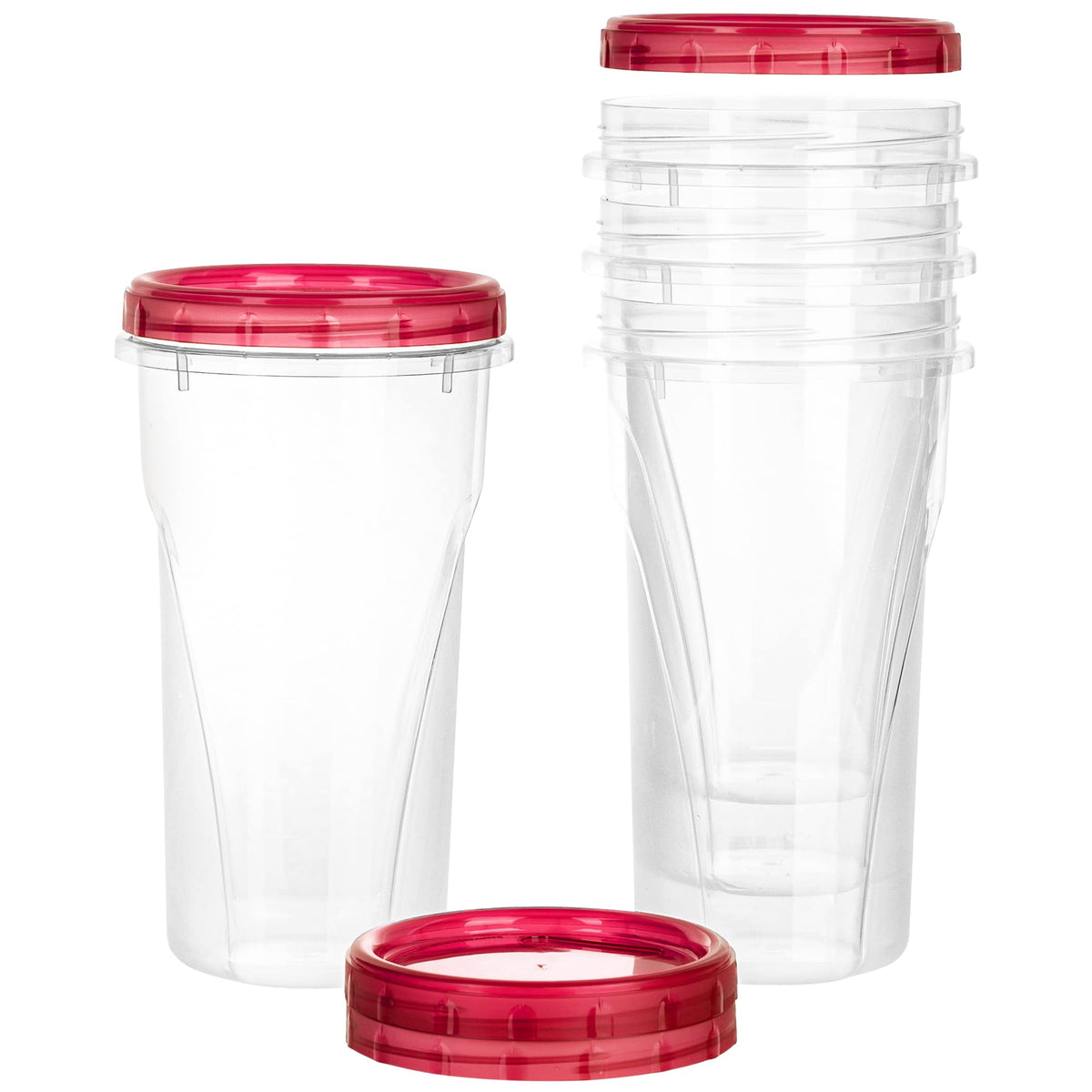 PLASTICPRO contenedor deli 48oz con fondo transparente para ver los alimentos fácilmente.