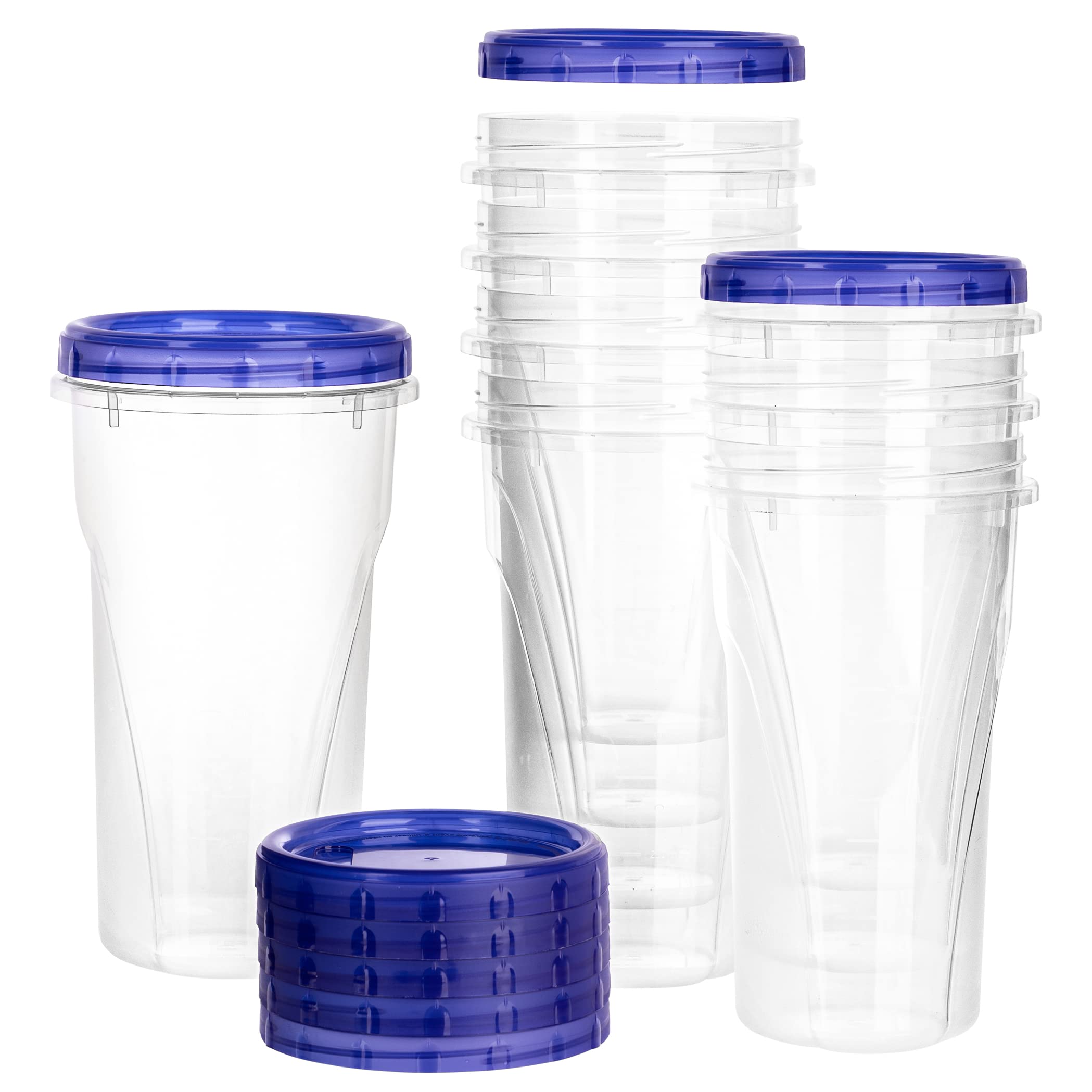 PlasticPRO contenedor deli 48 oz con tapa azul para almacenamiento seguro