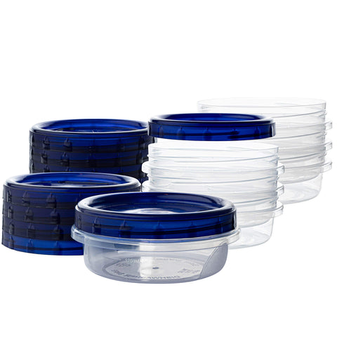 PLASTICPRO contenedor deli 8 oz con tapa azul para conservar frescura.