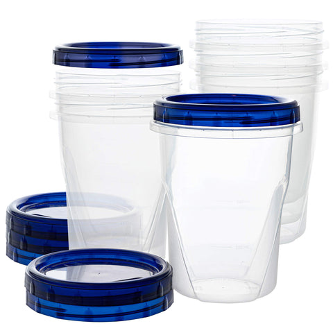 PLASTICPRO contenedores deli con base transparente y tapa azul para ver porciones