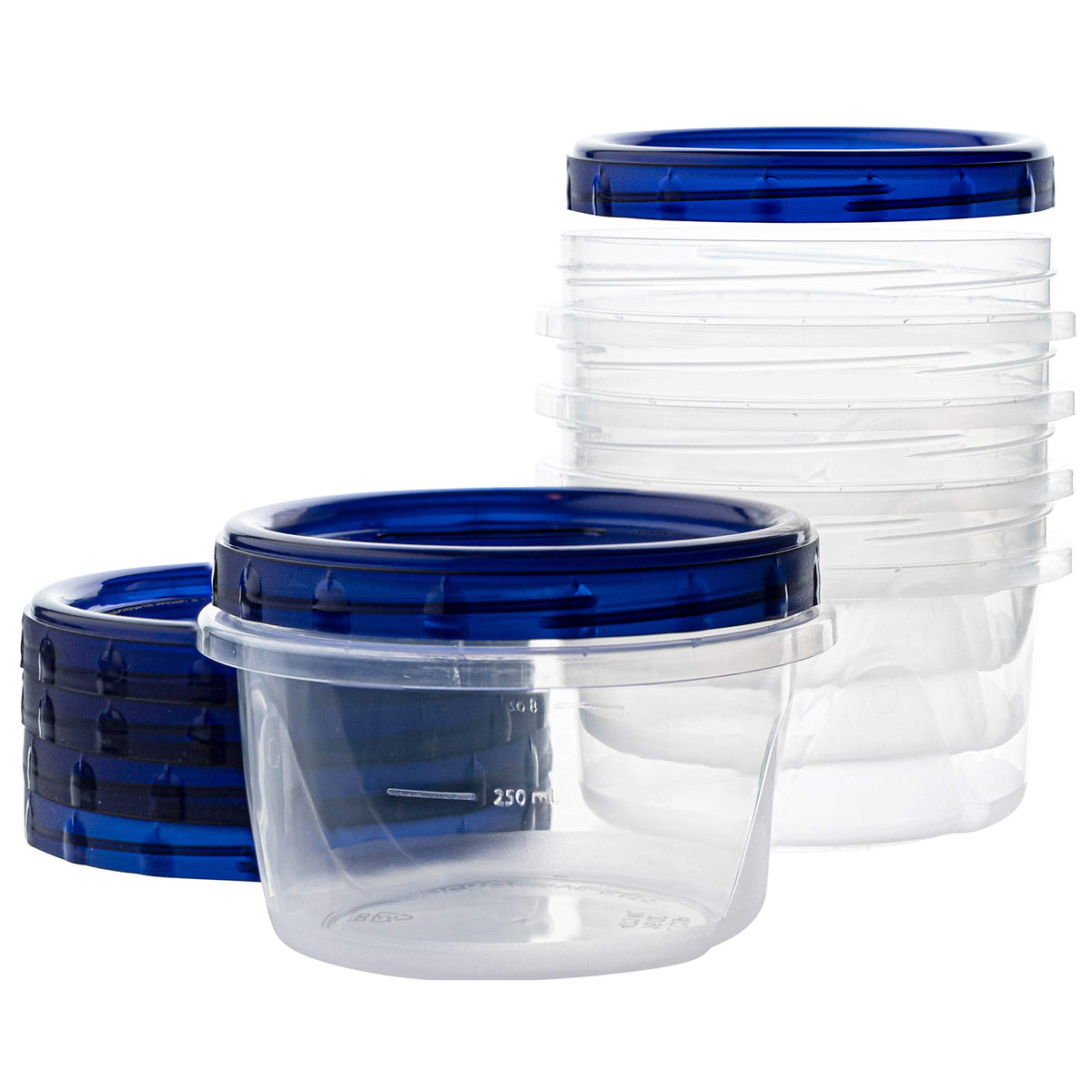 PLASTICPRO contenedores deli base transparente tapa azul giro para almacenamiento seguro