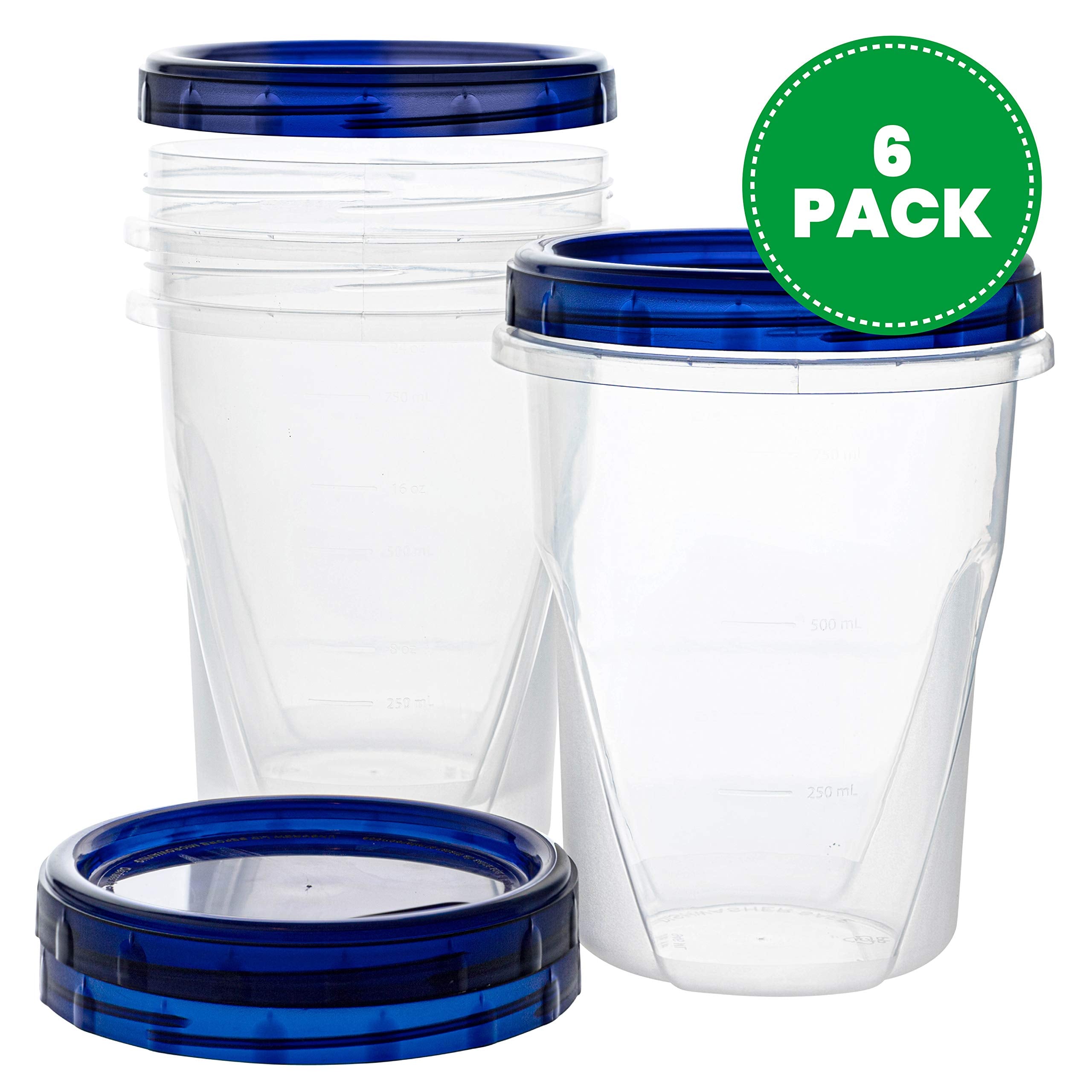 PLASTICPRO tapa azul giratoria con sello hermético para almacenamiento sin fugas