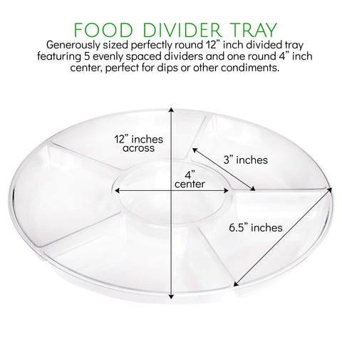 Plato dividido Plasticpro de 6 secciones, perfecto para dips y snacks.