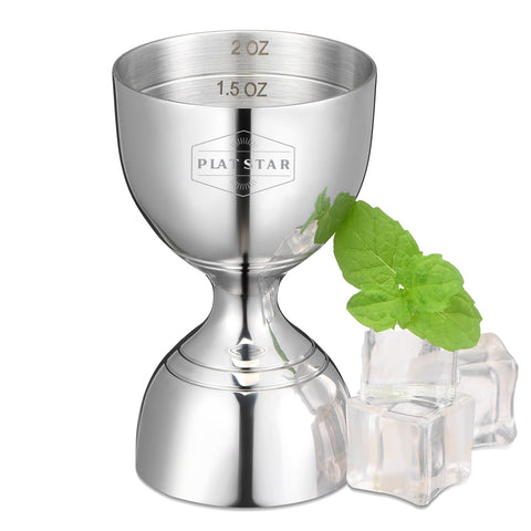Plat Star medidor doble para cocteles con medidas interiores, precisión al mezclar
