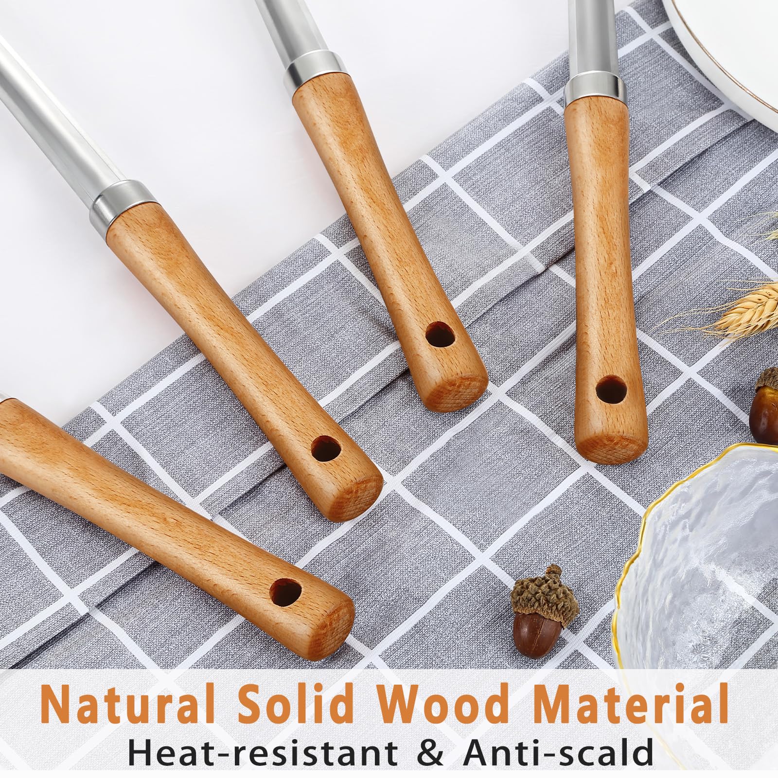 Pleafind Mango de madera, diseño ergonómico para mayor control al cocinar.