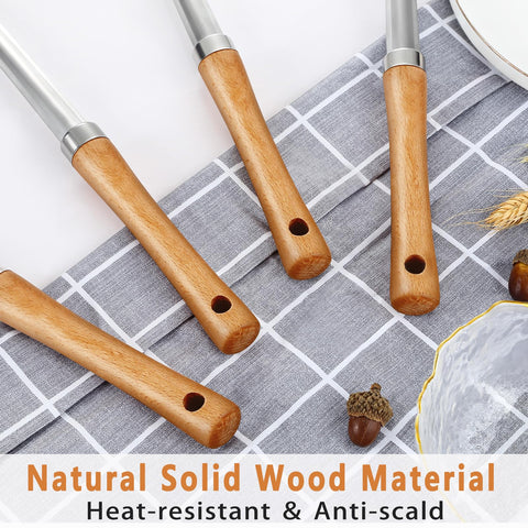 Pleafind Mango de madera, diseño ergonómico para mayor control al cocinar.