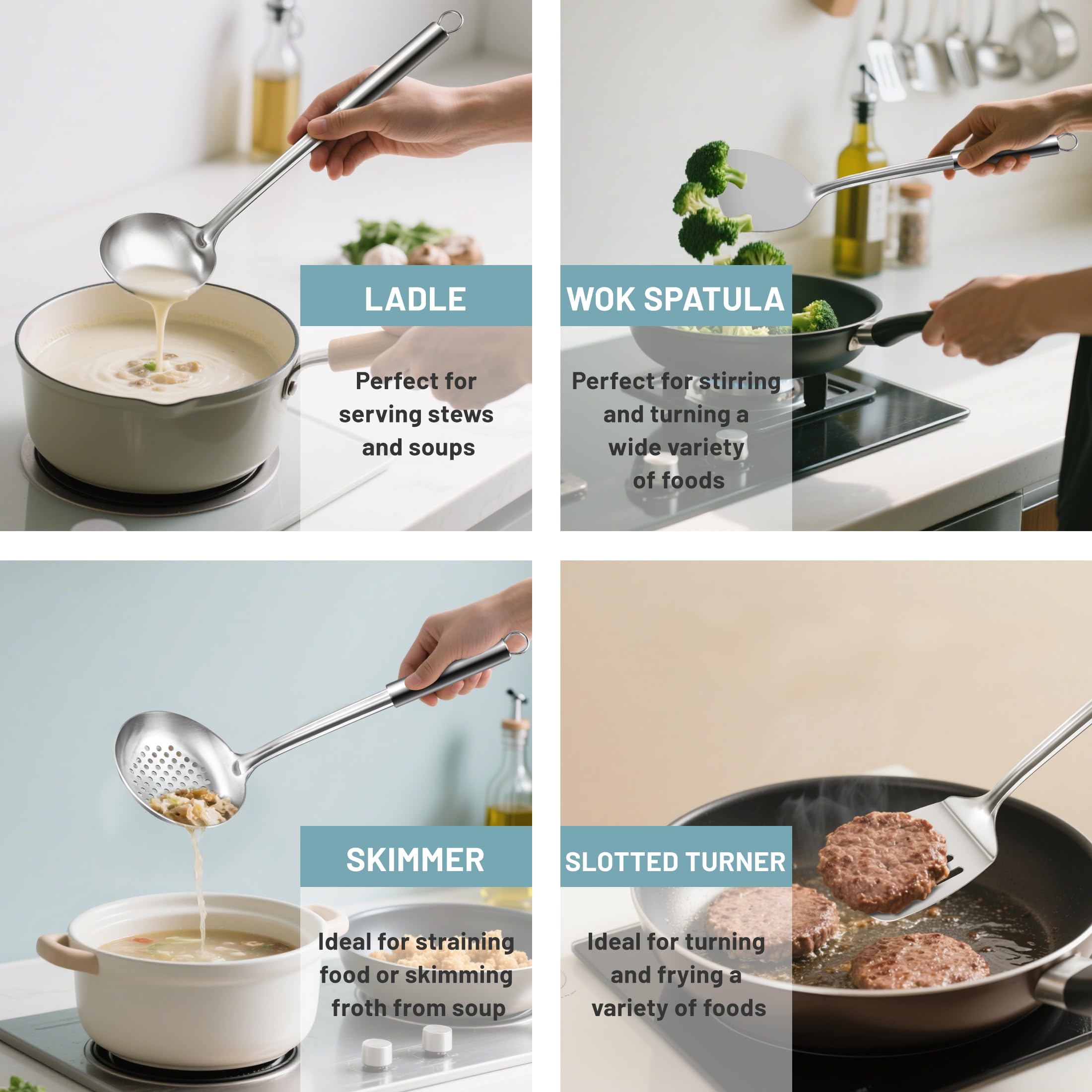 Pleafind Cuchara para espagueti: sirve fideos con drenaje preciso