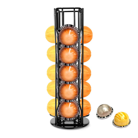 Pluzluce Vertuoline: soporte de cápsulas para 20 cápsulas, estación de café ordenada.