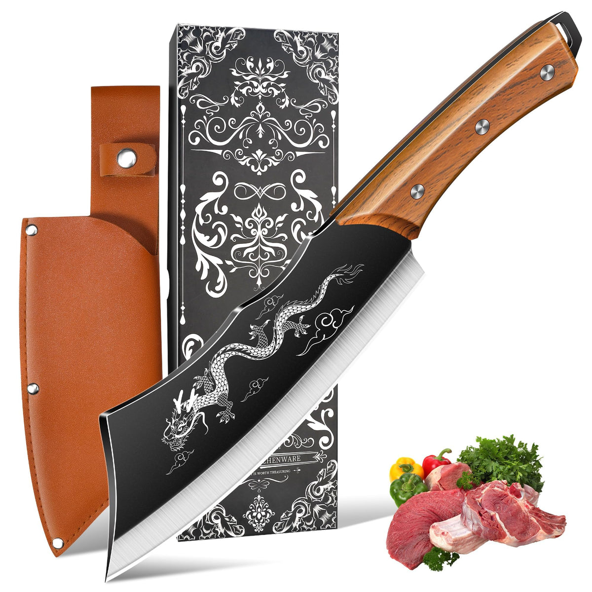 Plys Cuchillo Picahuesos Dragón de 8 pulgadas para cortes fuertes en la cocina