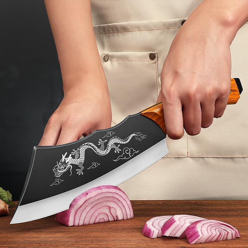 Plys Cuchillo Dragón funda de cuero y caja regalo para transporte