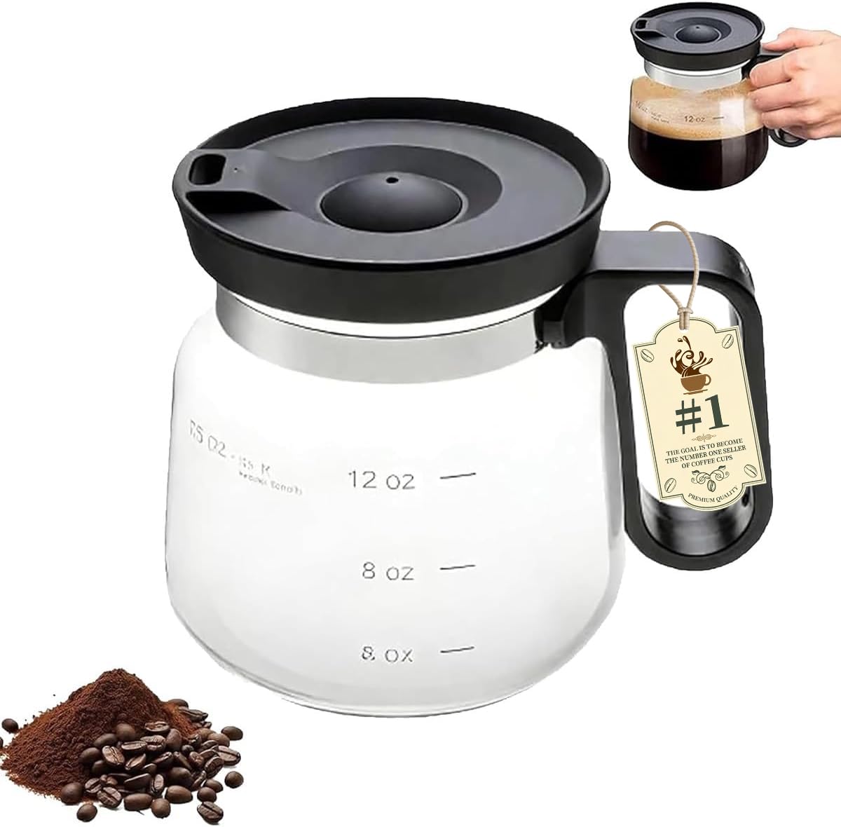 PMLQZA taza cristal 16oz forma olla cafe para verter con estilo