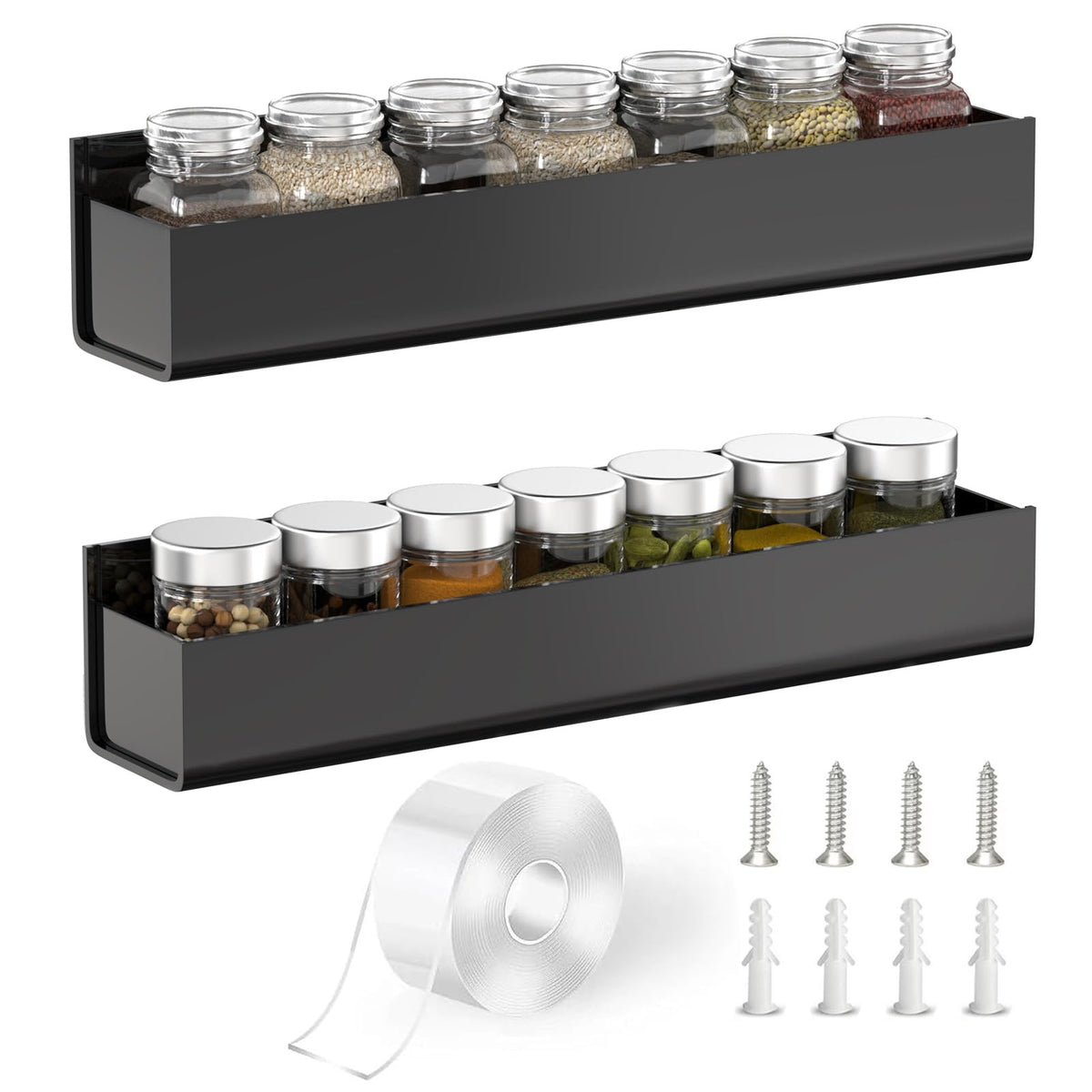 PMMASTO estante acrílico para especias con adhesivo, organiza la cocina sin taladros.