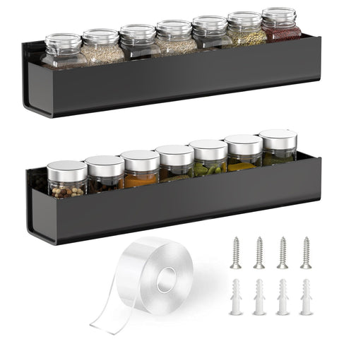 PMMASTO estante acrílico para especias con adhesivo, organiza la cocina sin taladros.