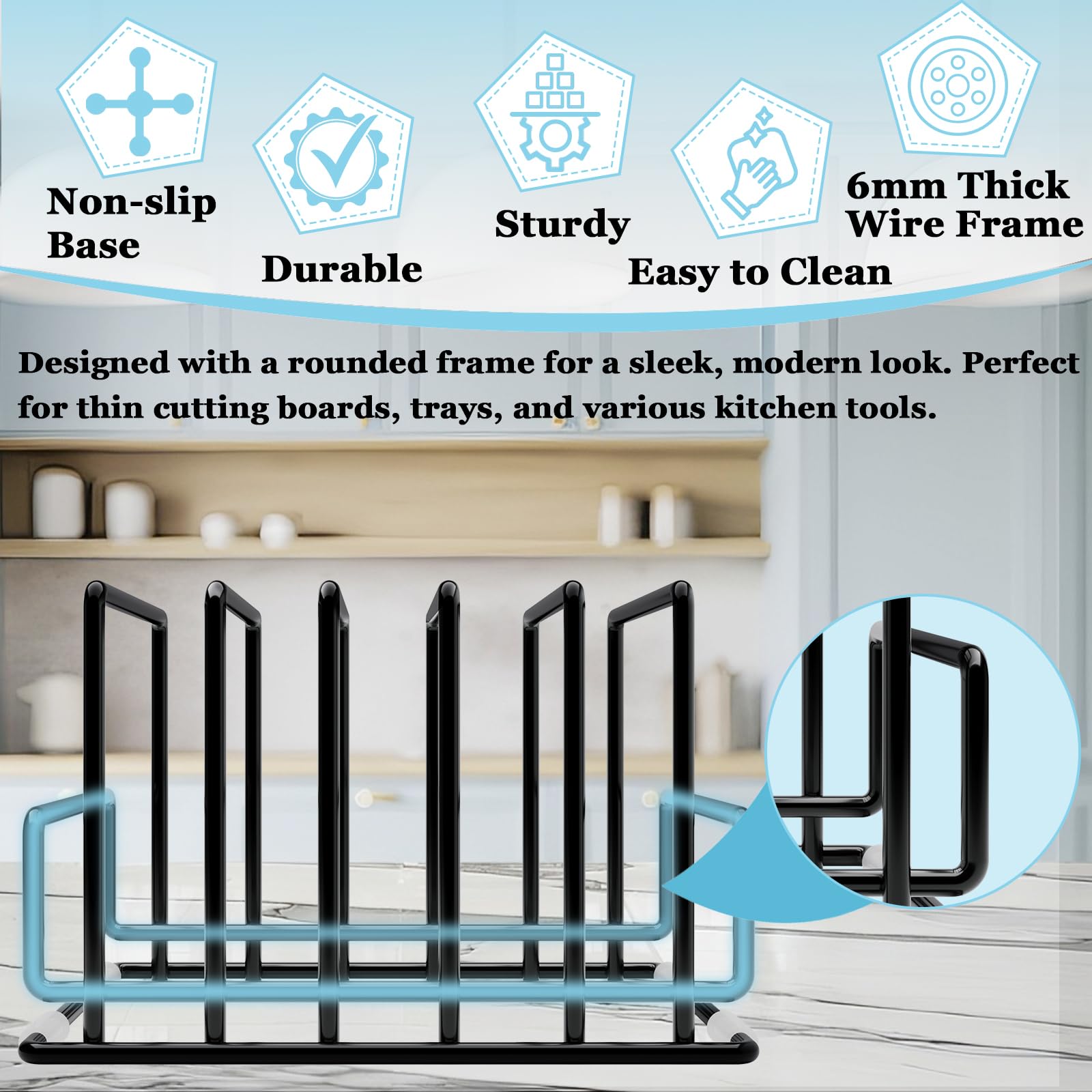 PMYEK Diseño vertical para ahorrar espacio, mantiene bandejas y tablas en posición estable.