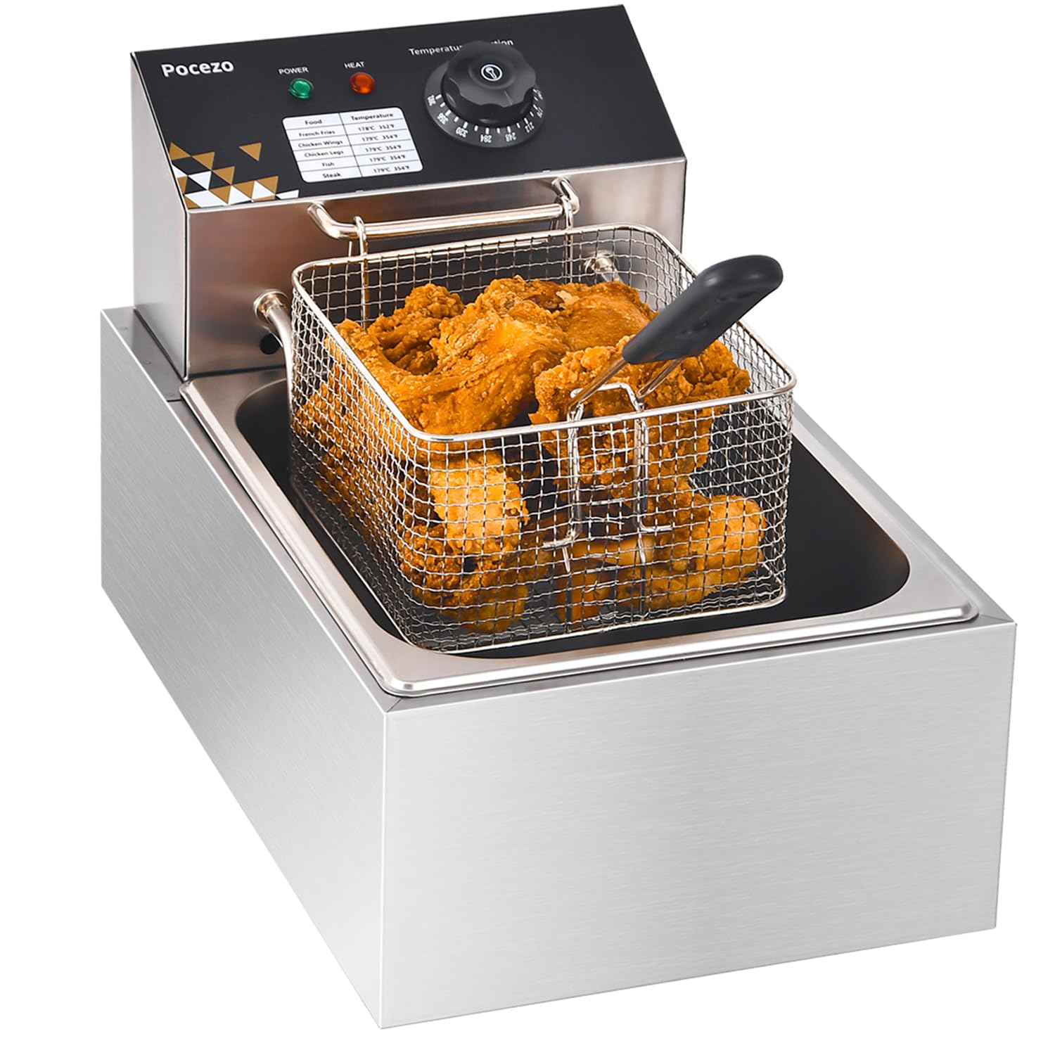 Freidora eléctrica Pocezo 10L en encimera, lista para cocinar para grupos.