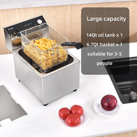Pocezo fritura con cesta de 6,7 qt ideal para aperitivos para la familia