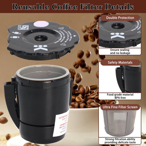 Filtro Podoy K250 mostrando compatibilidad con Keurig 2.0 y 1.0 para varios modelos