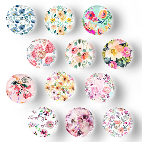 Imán Poitvd de cristal con flores coloridas para decorar y sujetar notas en el frigorífico.