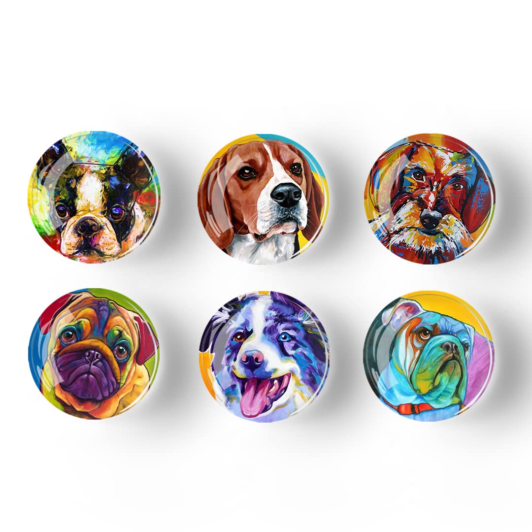 Imán Poitvd de vidrio para nevera con perro en óleo, decoración clara y duradera.