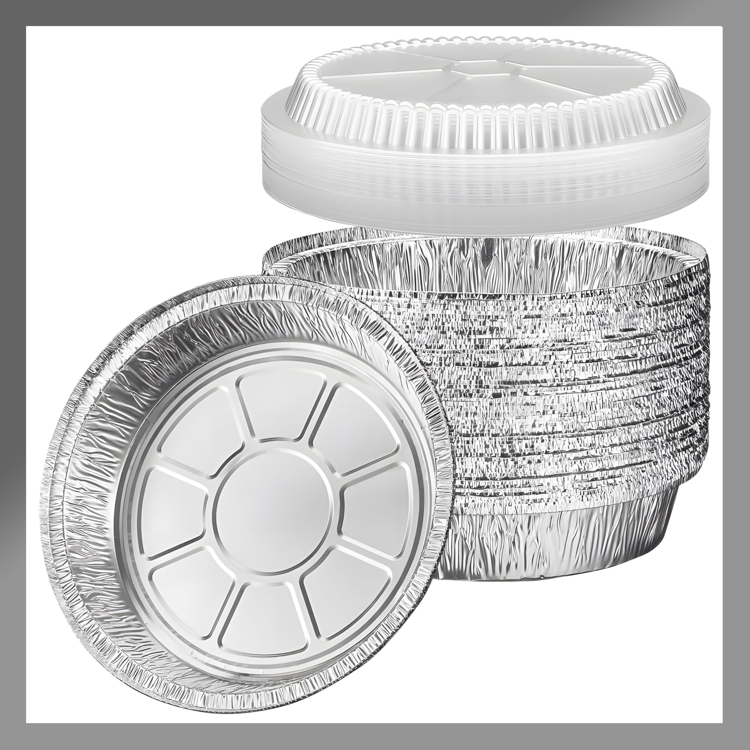 Pokanic bandeja de aluminio 9 pulgadas redonda con tapa transparente, ideal para hornear