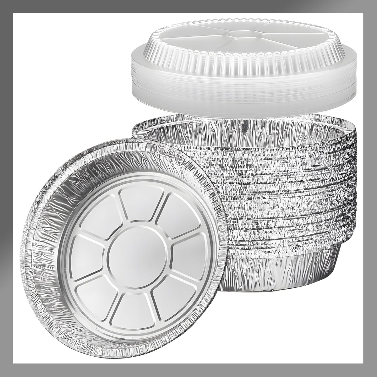 Pokanic bandeja de aluminio 9 pulgadas redonda con tapa transparente, ideal para hornear
