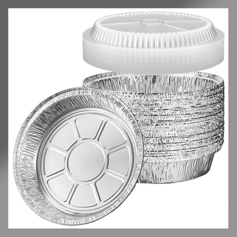 Pokanic bandeja de aluminio 9 pulgadas redonda con tapa transparente, ideal para hornear