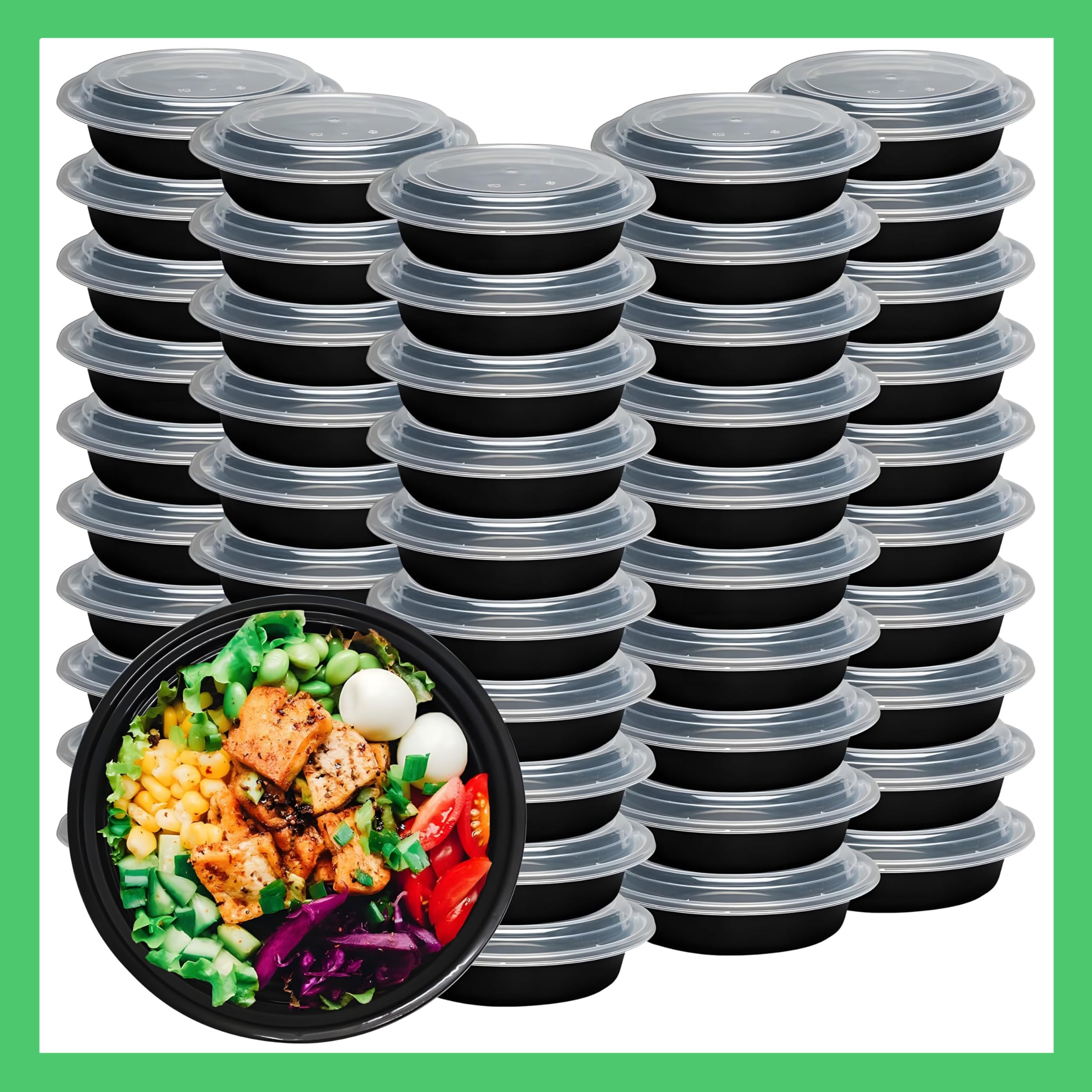 Pokanic envase redondo con tapas herméticas para preparar comidas y evitar derrames.