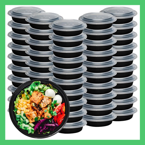 Pokanic envase redondo con tapas herméticas para preparar comidas y evitar derrames.