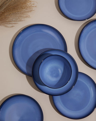 Pokini cuencos de cereal 5,5 pulgadas, azul duradero para desayuno diario