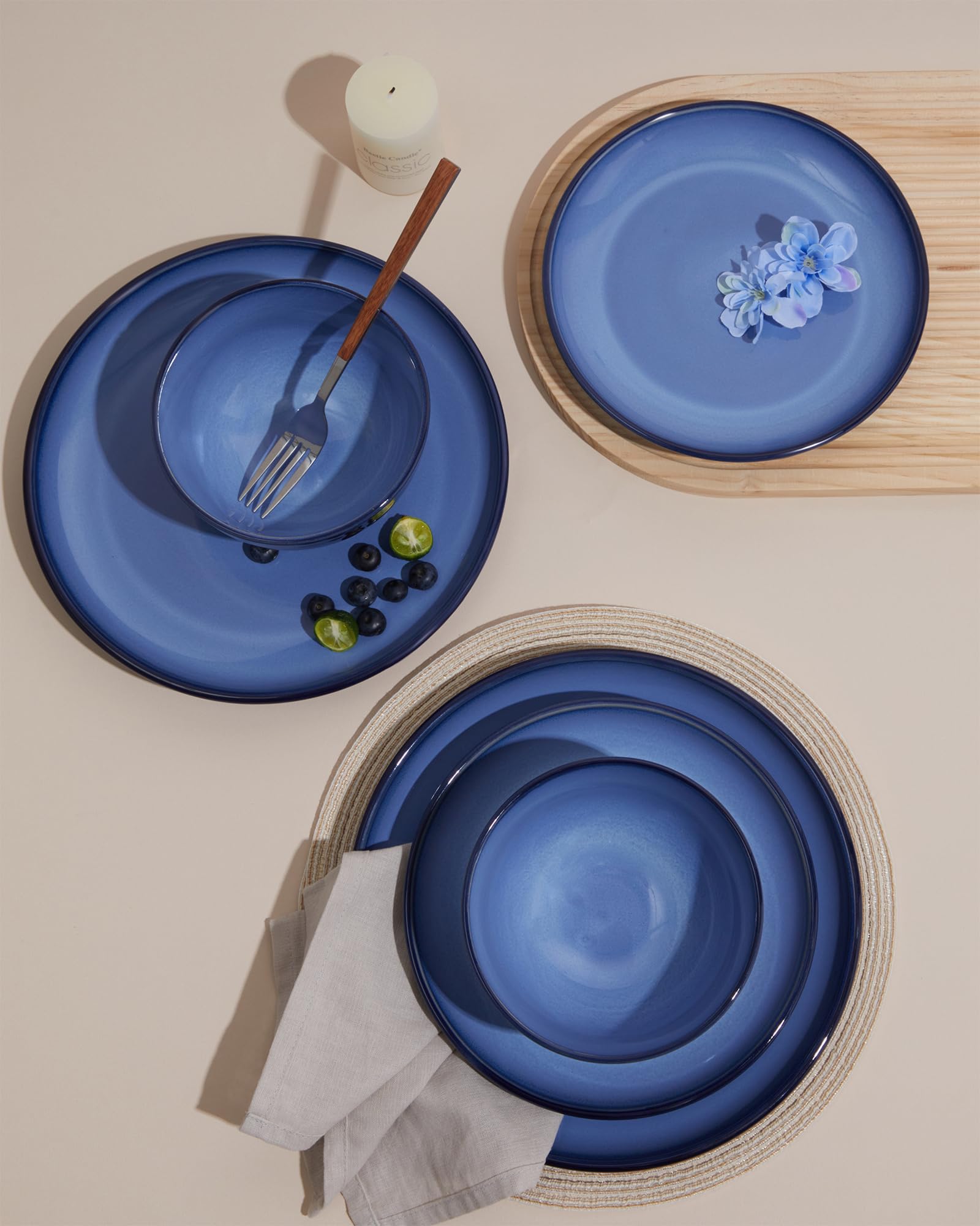 Pokini platos de postre de 8 pulgadas, azul elegante para servir postres