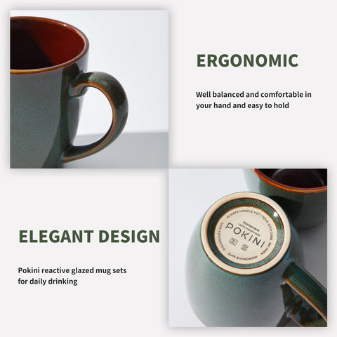 Conjunto de 4 tazas Pokini, diseño artesanal para reuniones.