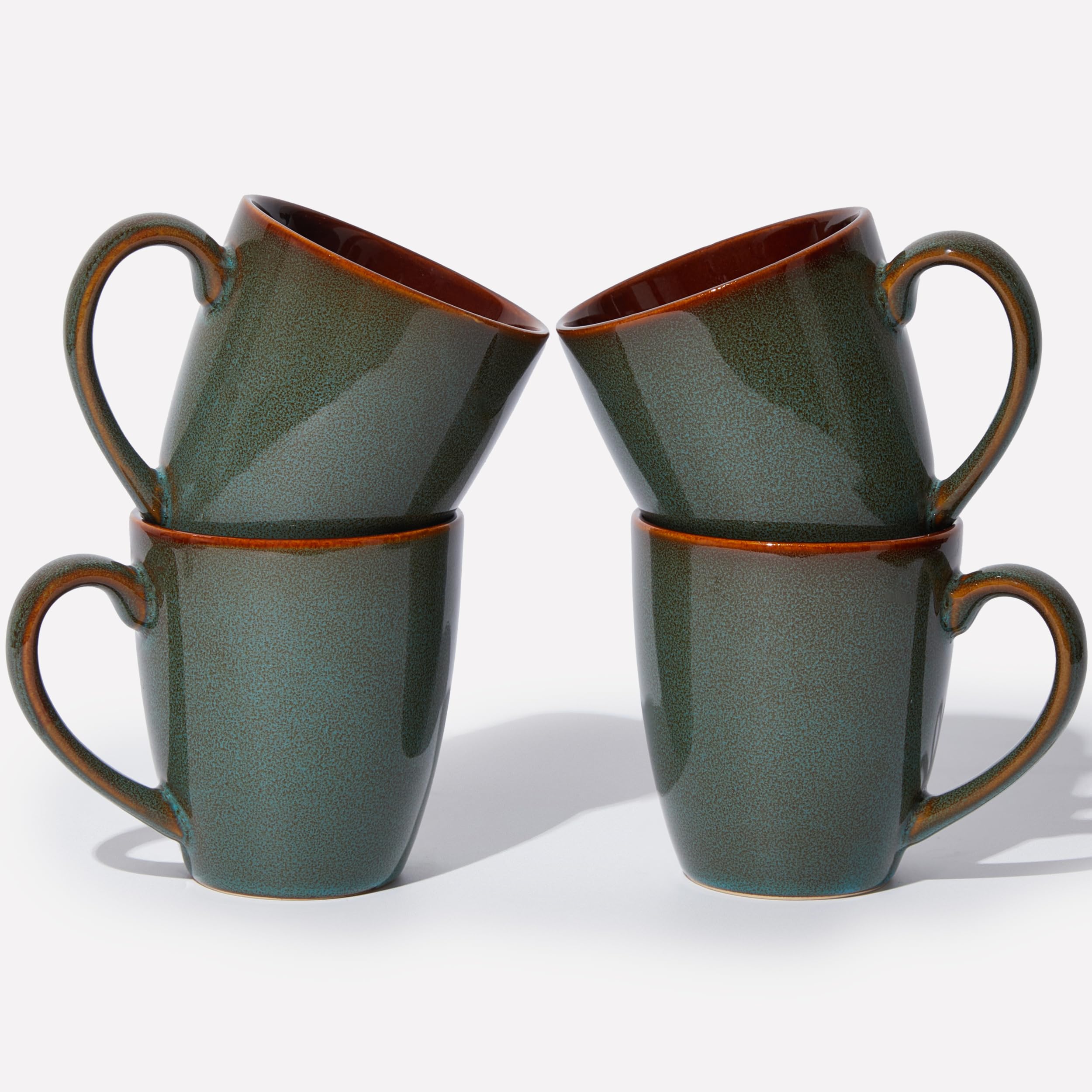 Taza Pokini de cerámica 14 oz con esmalte reactivo, único para café diario.
