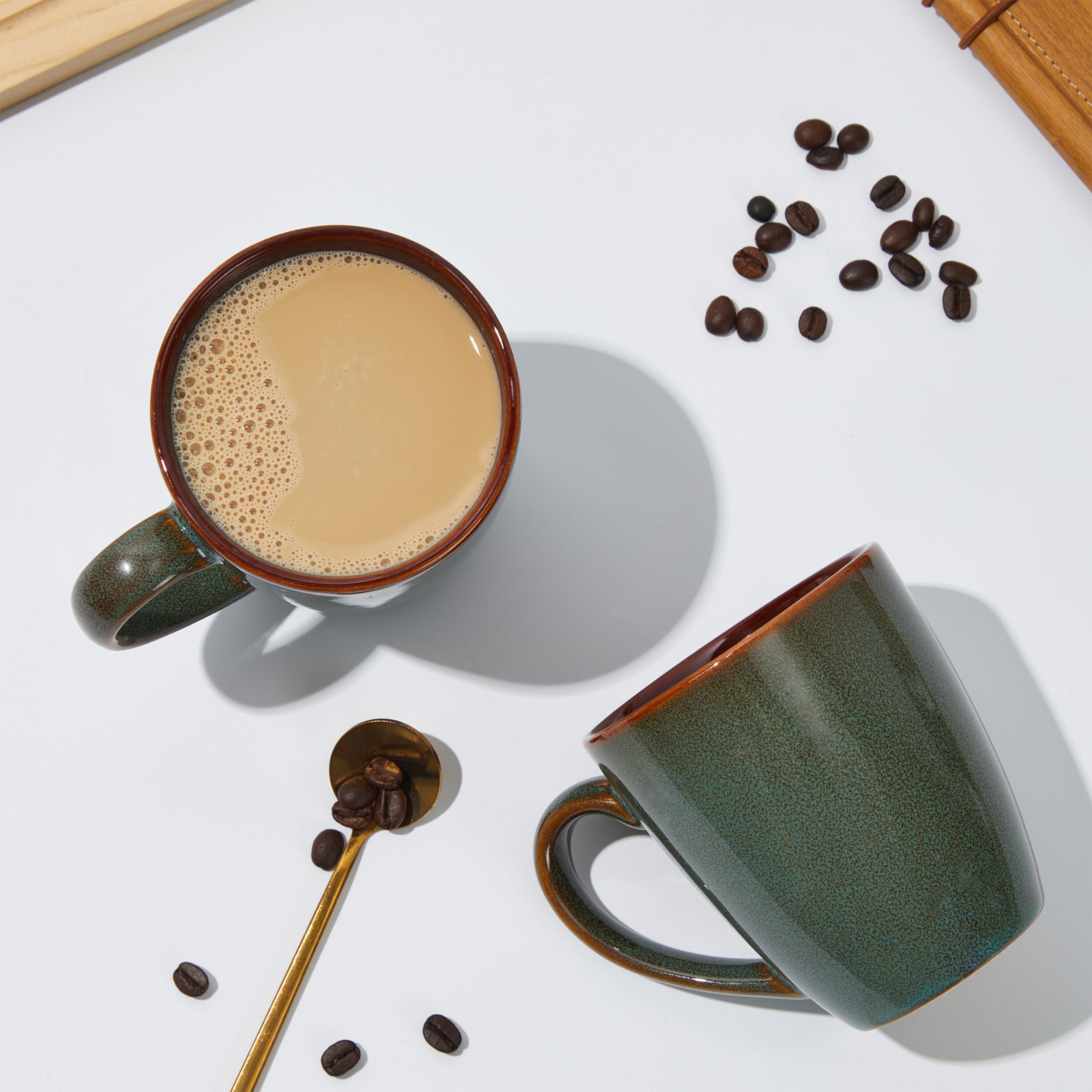 Taza Pokini cerámica 14 oz, ideal para café y té en casa.