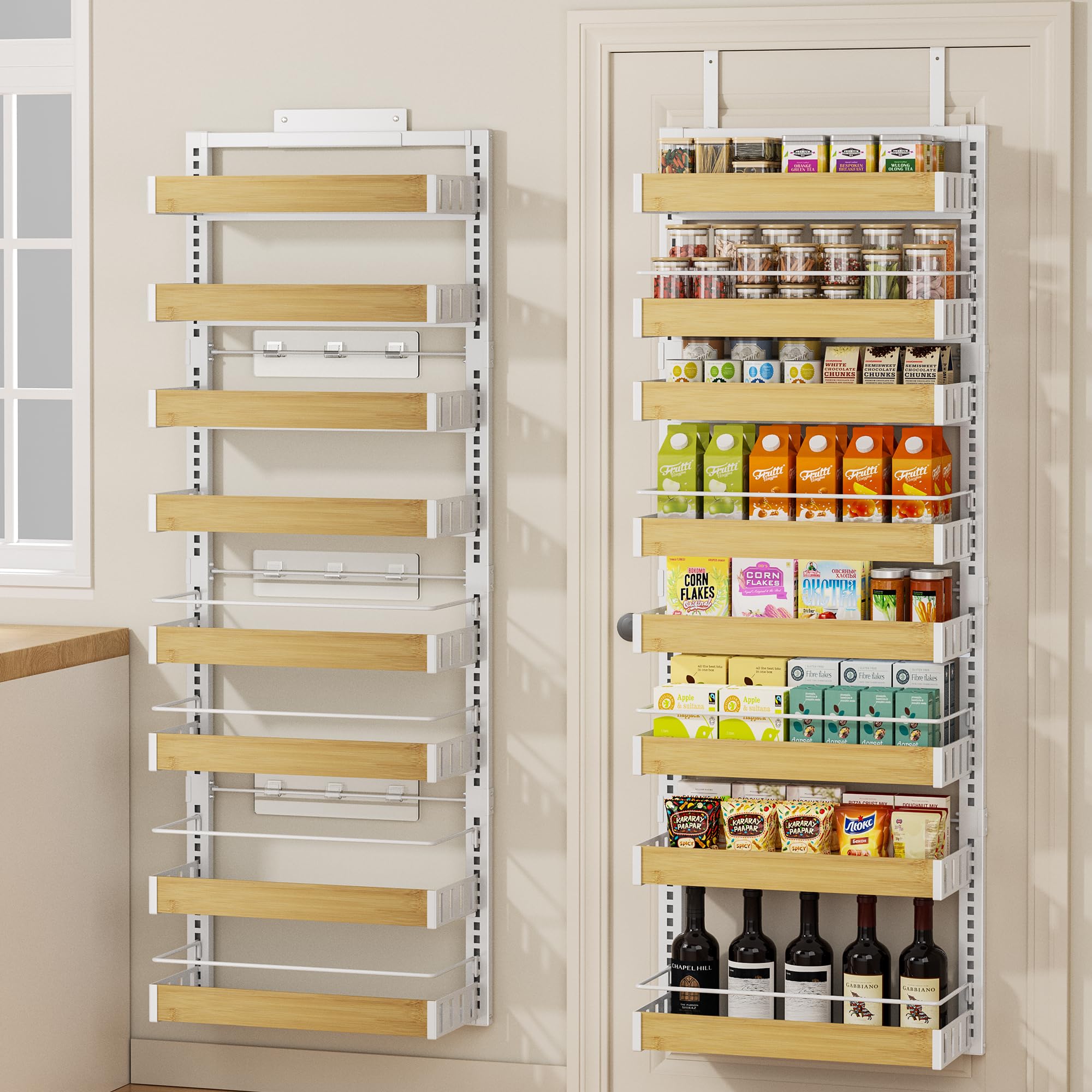 Pokipo 8 niveles para puerta, organización de especias y snack a mano