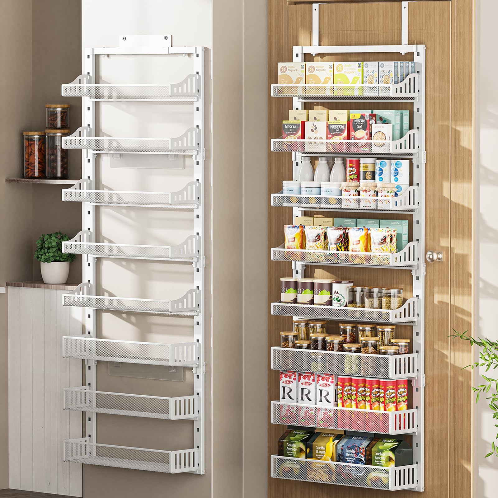 POKIPO organizador de despensa para puerta con 8 estantes, ideal para especias