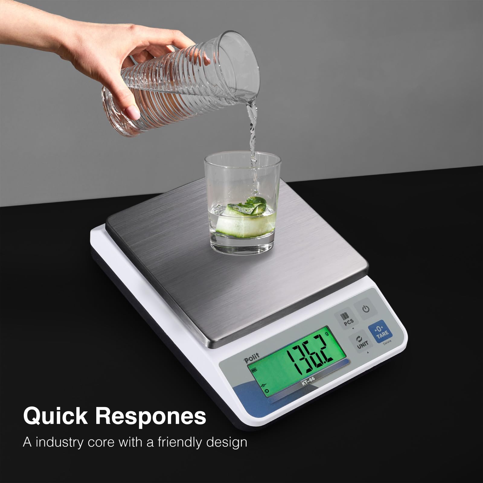 Polit KT66 capacidad de 30 lb, ideal para envíos y cocina.