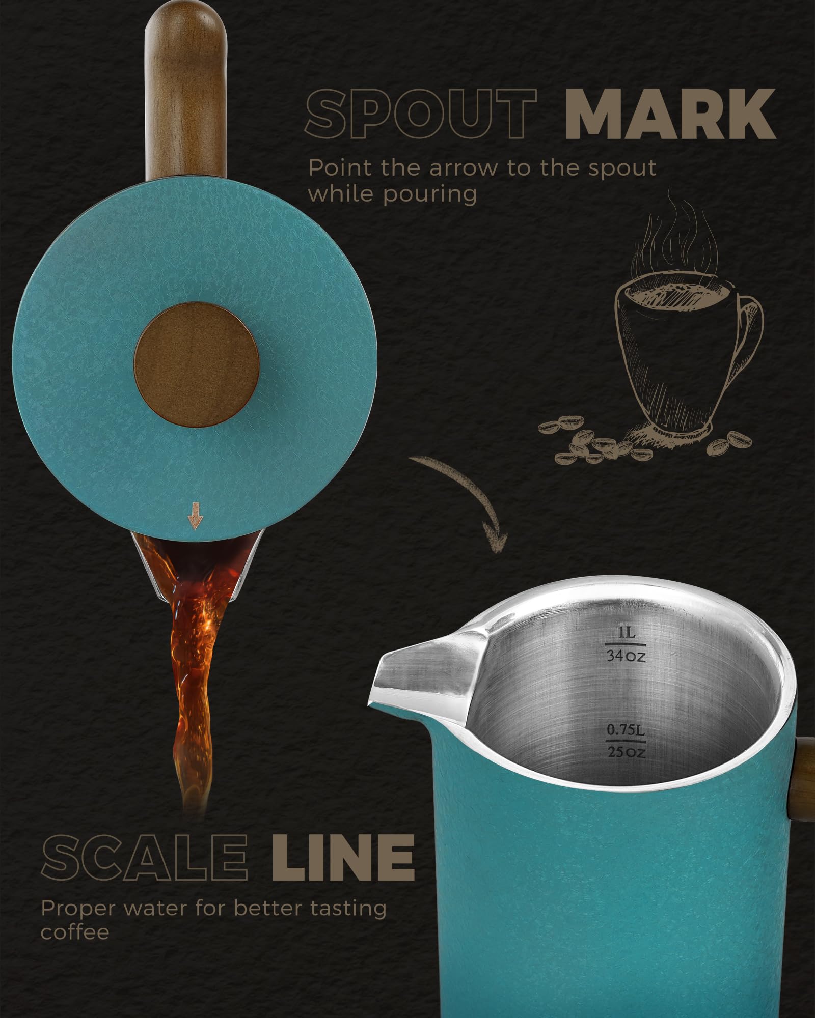 POLIVIAR 7379 Capacidad 34 onzas ideal para compartir café.