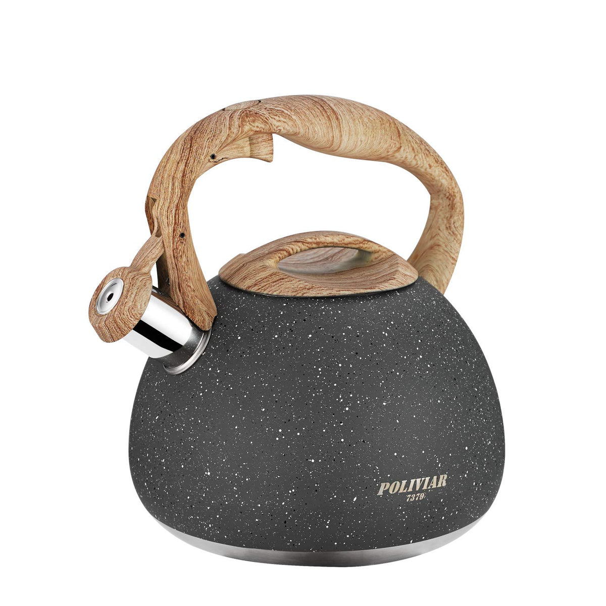 POLIVIAR hervidor de té con asa de madera y acabado piedra natural para uso diario elegante.