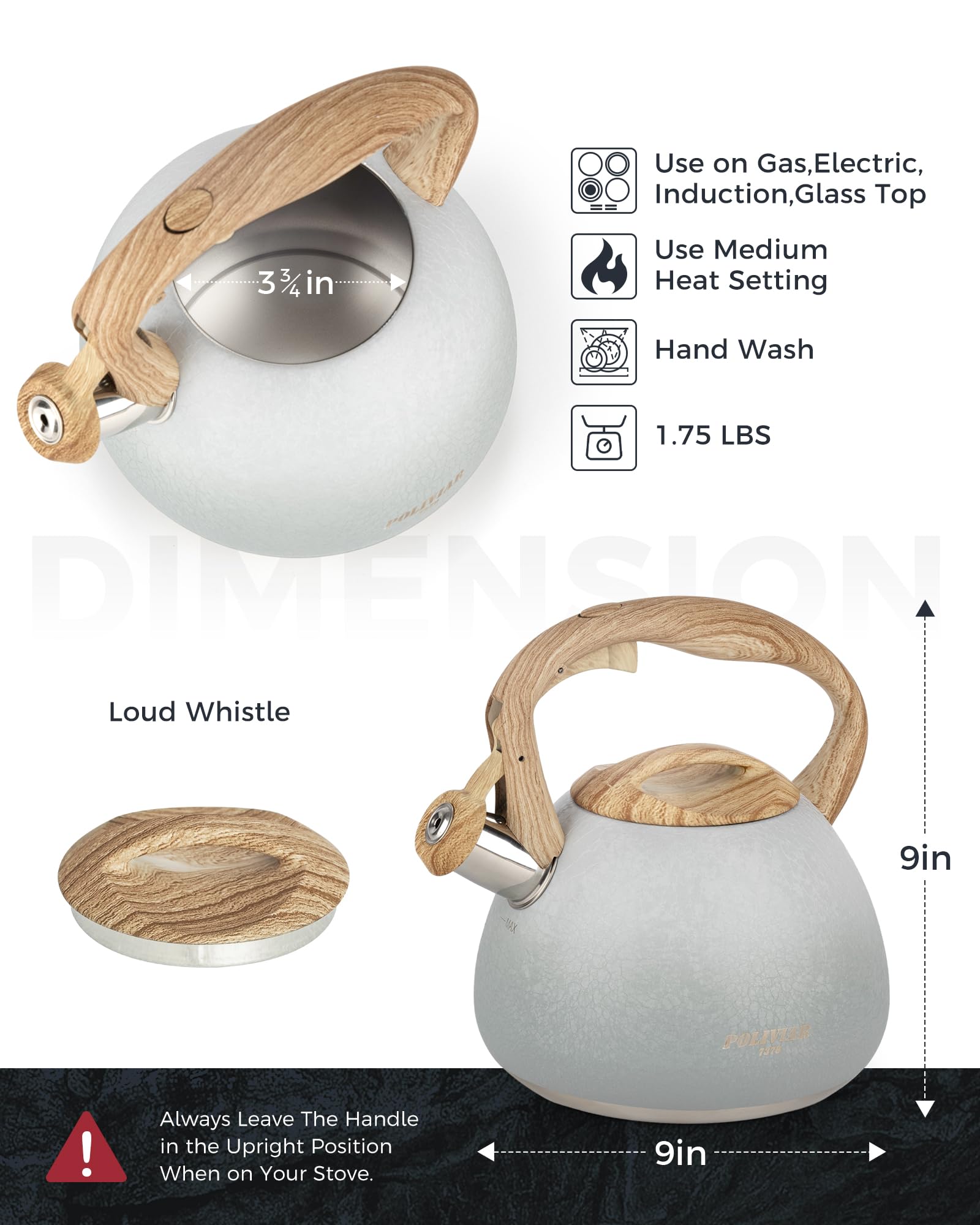 POLIVIAR modelo JX2023-LYW hervidor confiable para té rápido y sencillo.