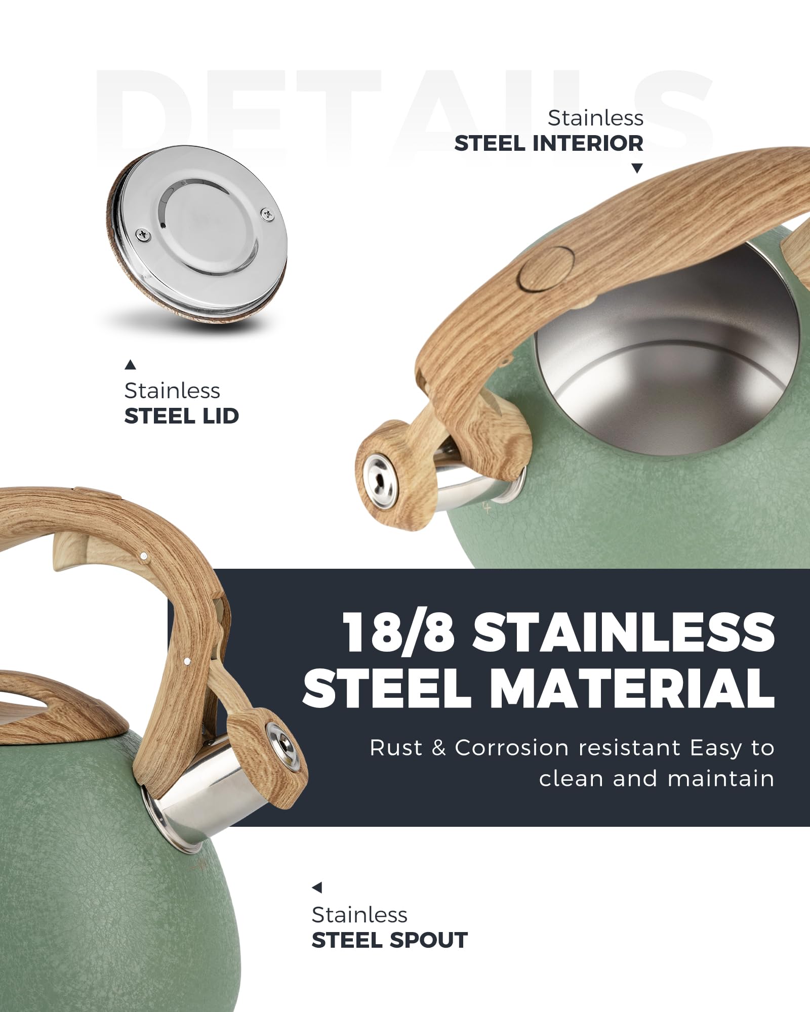 Poliviar hervidor-tetera, compatible con gas, electricidad e inducción.